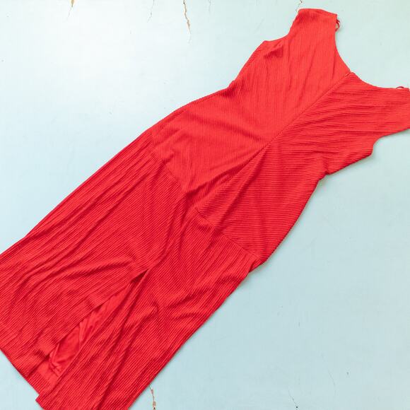 Alex Evenings Vintage Red Metallic Ribbed VNeck Formal Maxi Dress Size 16 - Picture 9 of 9